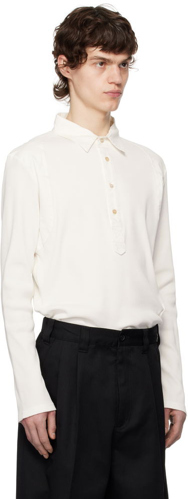 Поло тениска Wales Bonner Wales Bonner Dub Long Sleeve Polo Бяло | MS25JE03-JE02-000 RIB JERSEY, 1