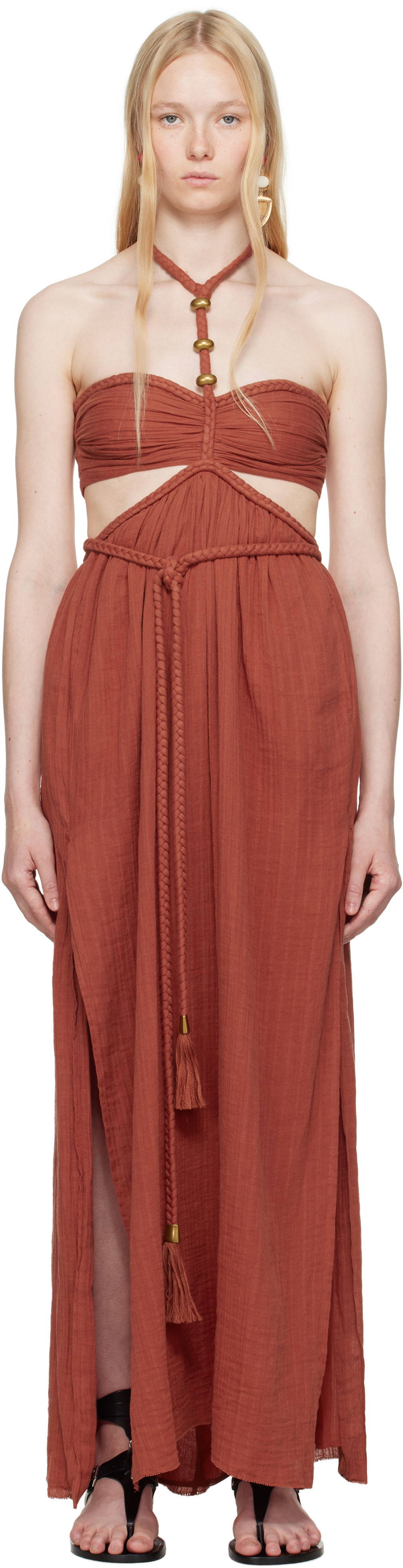 Pокля ISABEL MARANT Isabel Marant Justine Maxi Dress Червено | RO0782FA-C2J11I, 0