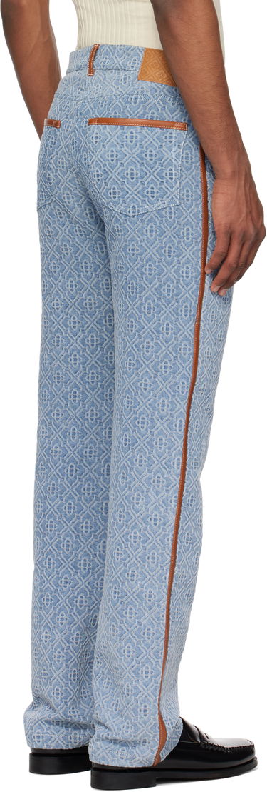 Дънки Casablanca Casablanca Diamond Monogram Leather Trim Jeans Синьо | MPS25-TR-260-01, 2