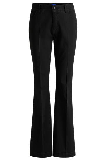 Панталони BOSS Stretch Cotton Flared-Leg Trousers Черно | 50538278, 0