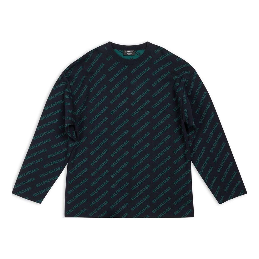 Пуловер Balenciaga Mini Allover Logo Sweater Синьо | 736247T32334301