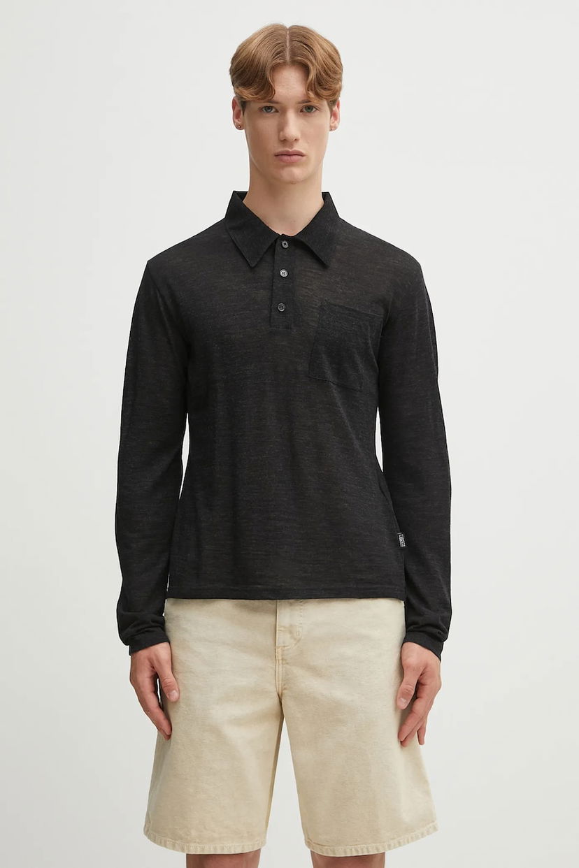 Поло тениска Maison Margiela MM6 Maison Margiela Long Sleeve Polo Shirt Черно | SH2GL0004.M20123.899