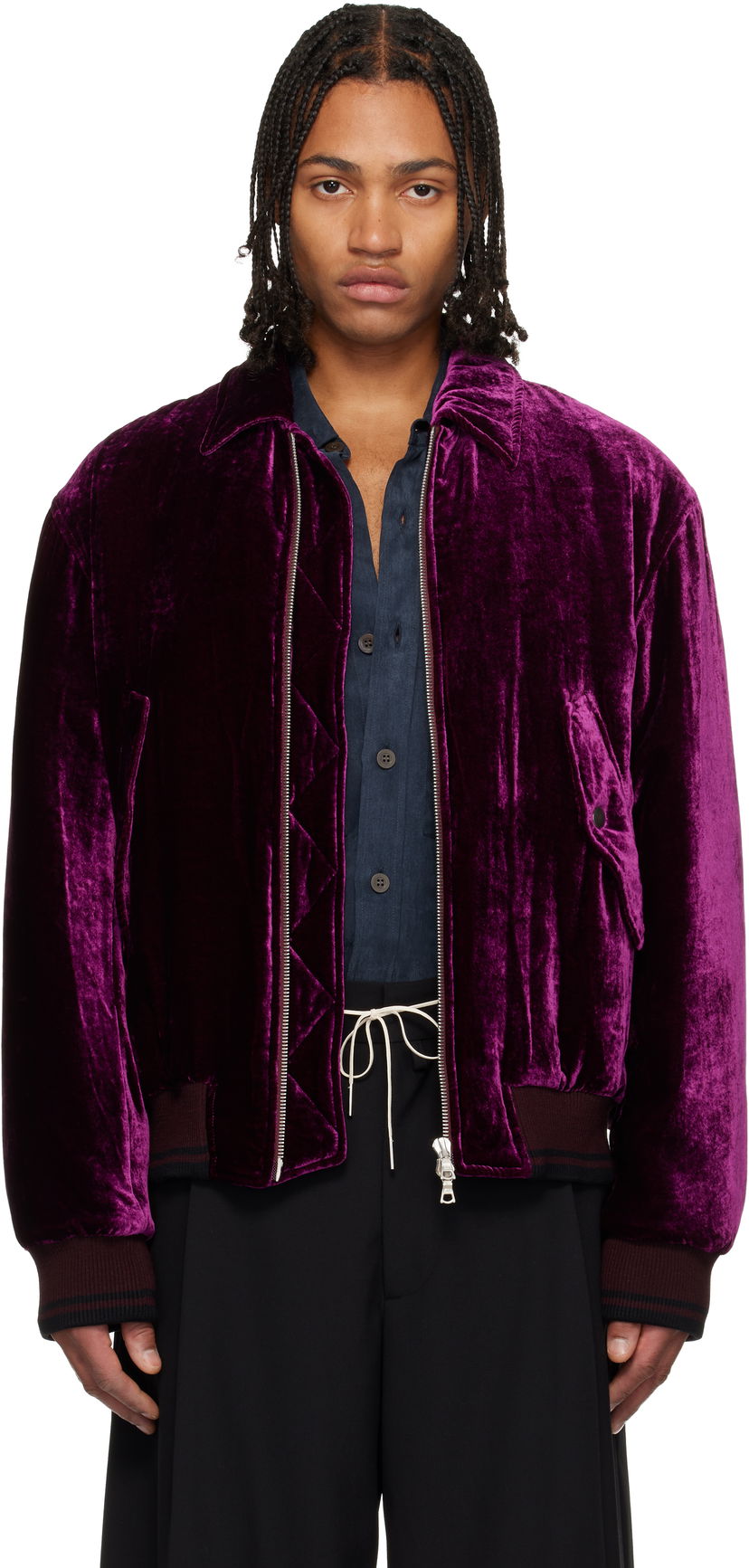 Яке бомбър Dries Van Noten Dries Van Noten Velvet Bomber Jacket Лилаво | 252-020560-2282