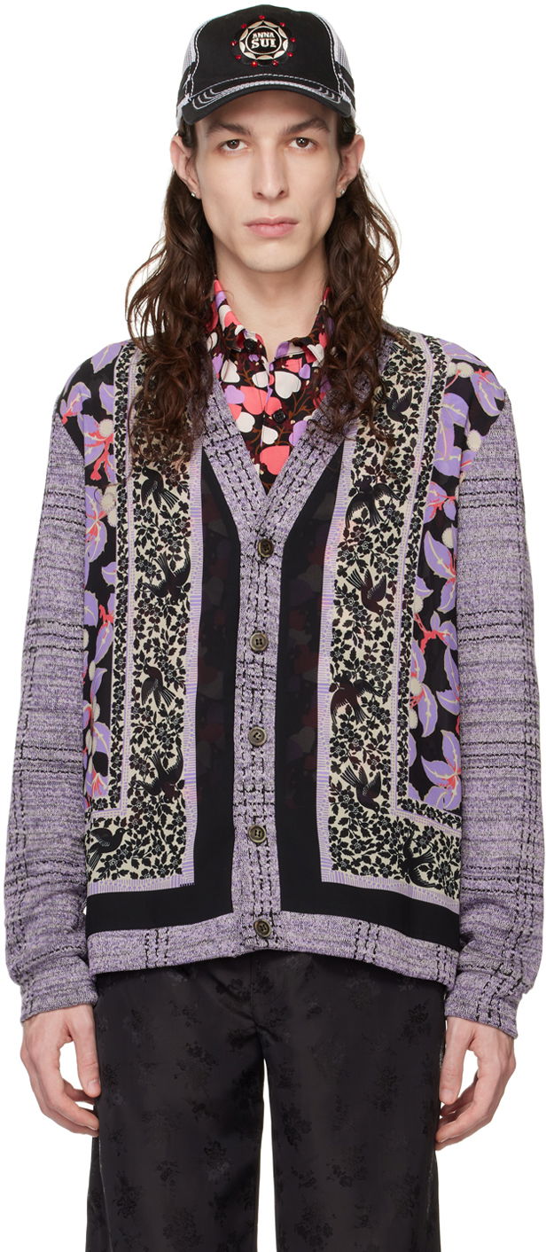 Пуловер Anna Sui Floral Print Cardigan Лилаво | M1123A30