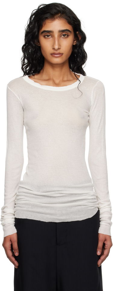 Тениска Rick Owens Rick Owens Concordians Mini Rib Long Sleeve T-Shirt Бяло | RP02E4202 MR, 0