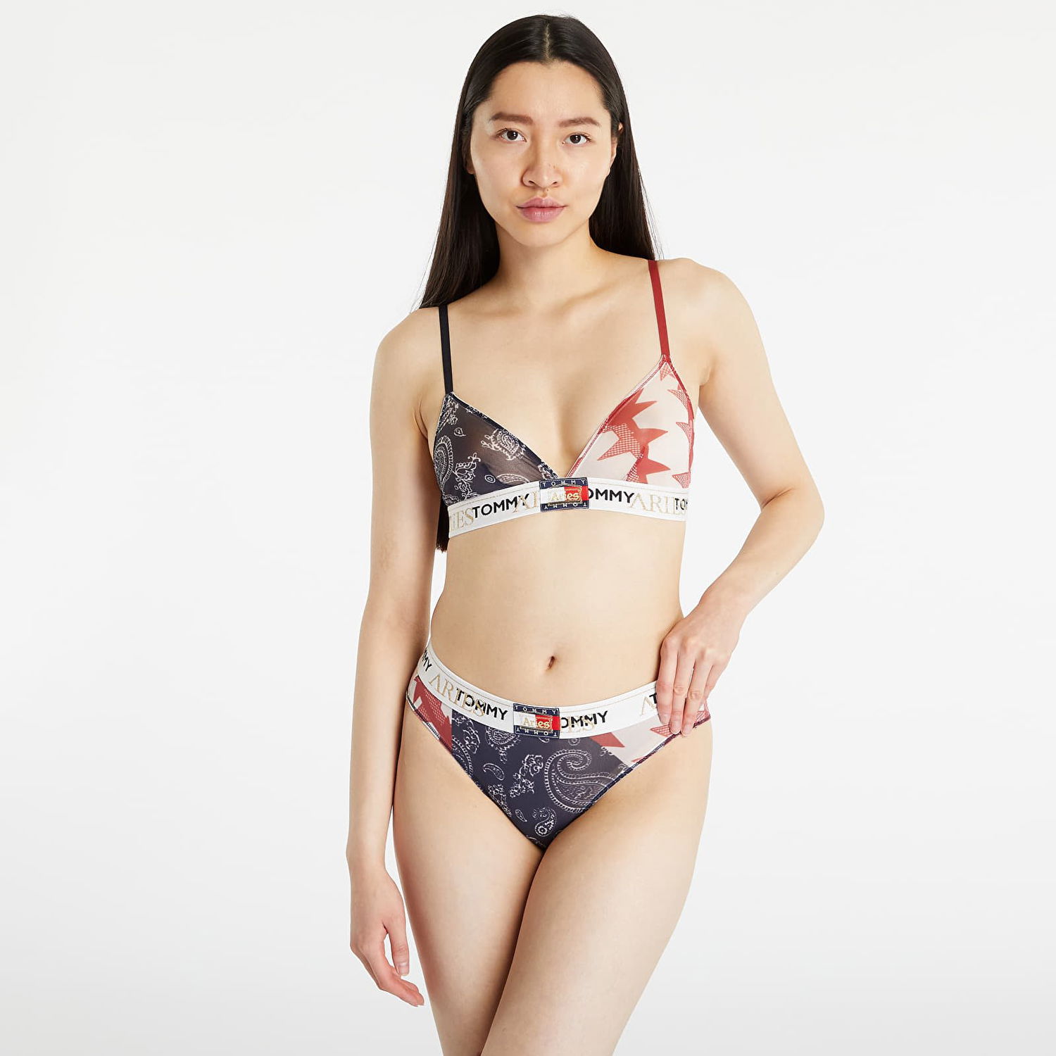 гащички Tommy Hilfiger x Aries Sheer Mid Rise Logo Print Briefs Многоцветен | UW0UW04662 0KD, 0
