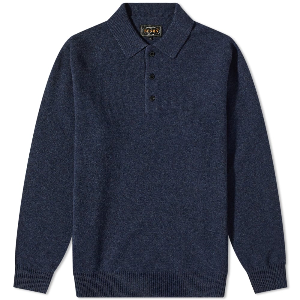 Пуловер BEAMS Plus Knit Polo Shirt, Size Large Тъмно синьо | 3812-0004-103-79, 0