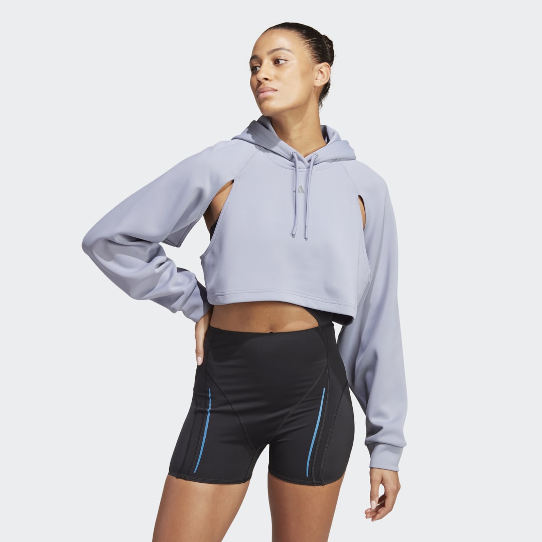 Суитчър adidas Originals HIIT Aeroready Crop Training Hoodie Лилаво | HR2659, 0
