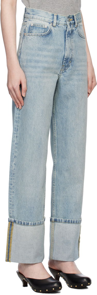 Дънки Moschino Moschino Wide Leg Cuffed Jeans Синьо | 251K10313, 1