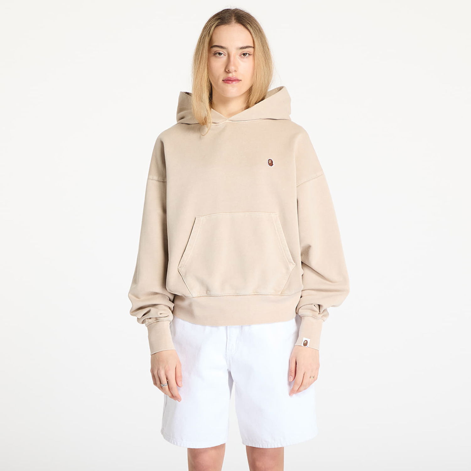 Суитчър BAPE A BATHING APE Pigment Dyed One Point Oversized Pullover Hoodie Бежово | 001PPL302004LGRA, 0