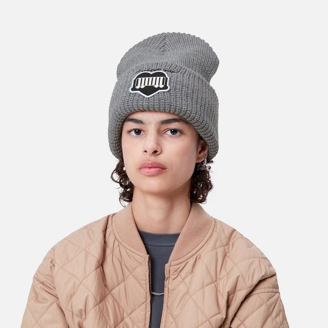 Knitted Beanie With Logo Patch