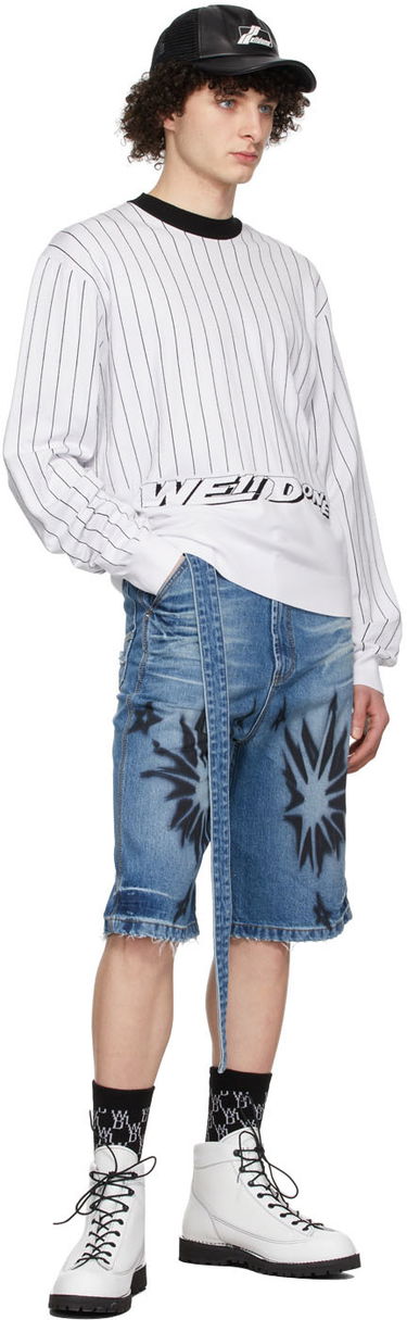 Пуловер We11done We11done Pinstripe Rayon Sweater Бяло | WD-KT1-22-619-U-WH, 3