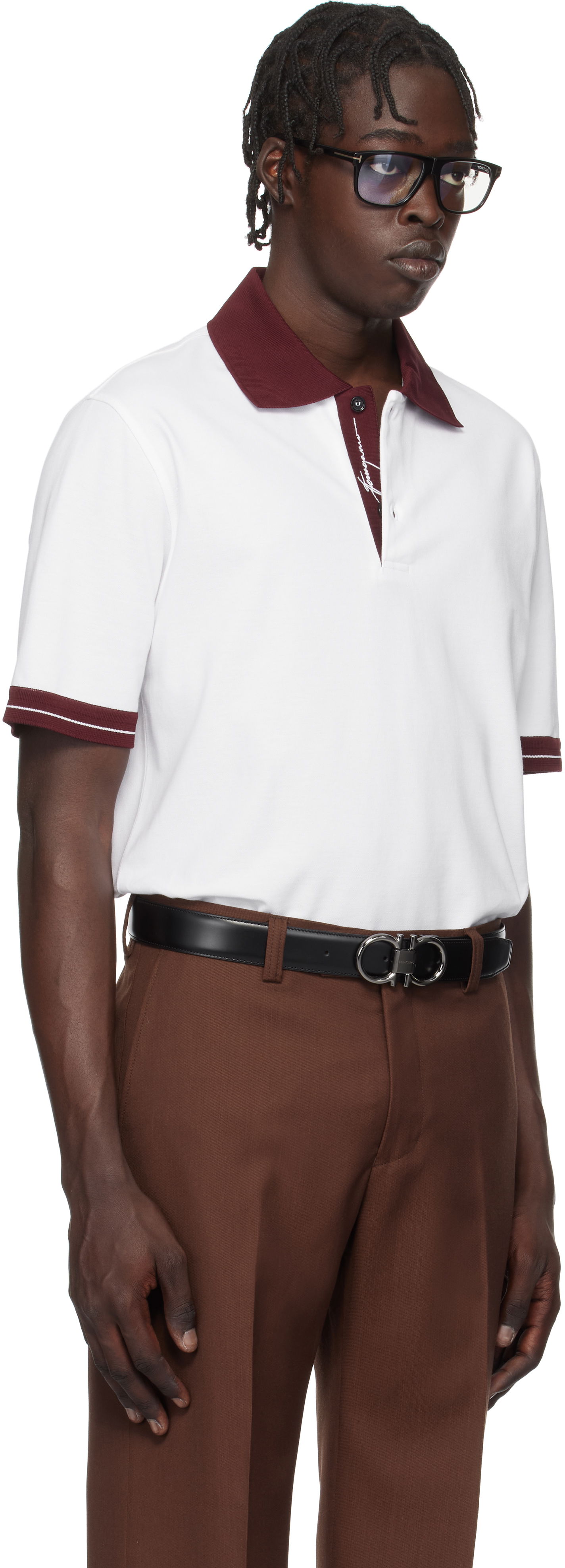 Поло тениска FERRAGAMO Salvatore Ferragamo Colorblock Polo Бяло | 781017, 1