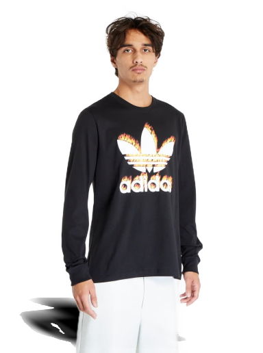 Тениска adidas Originals Fire Graphic Trefoil Long Sleeve Tee Черно | IL5196