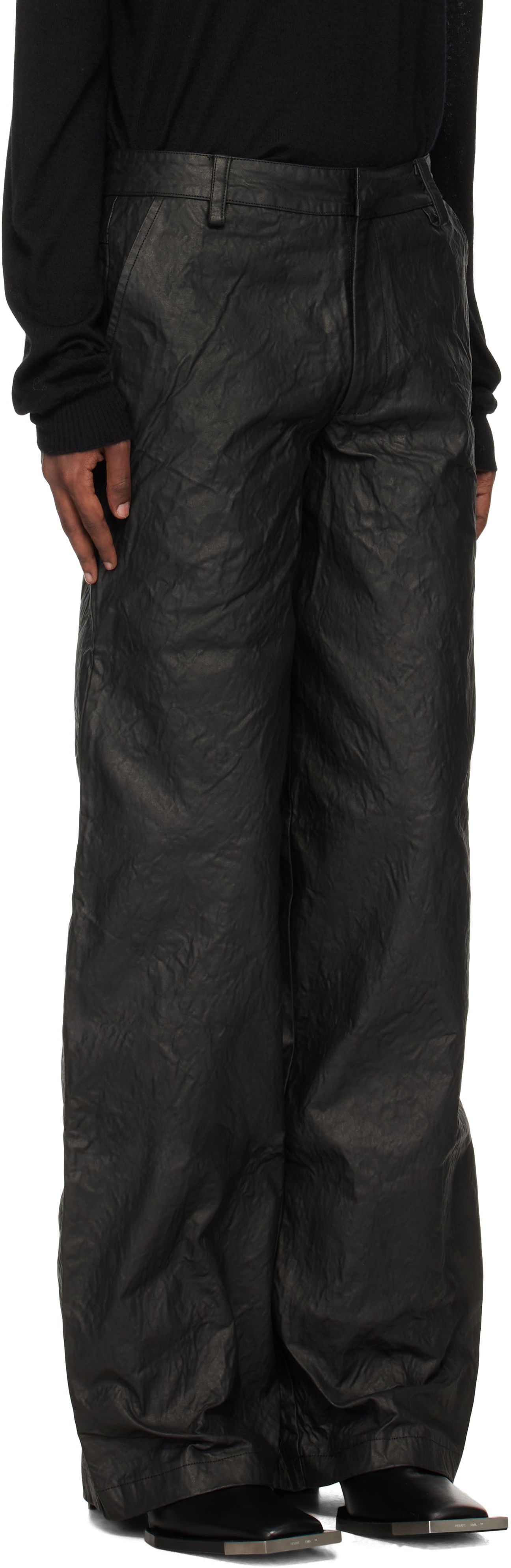Панталони HELIOT EMIL Armada Crinkled Wide Leg Trousers Черно | AW24_M_10_178_BLK01, 1