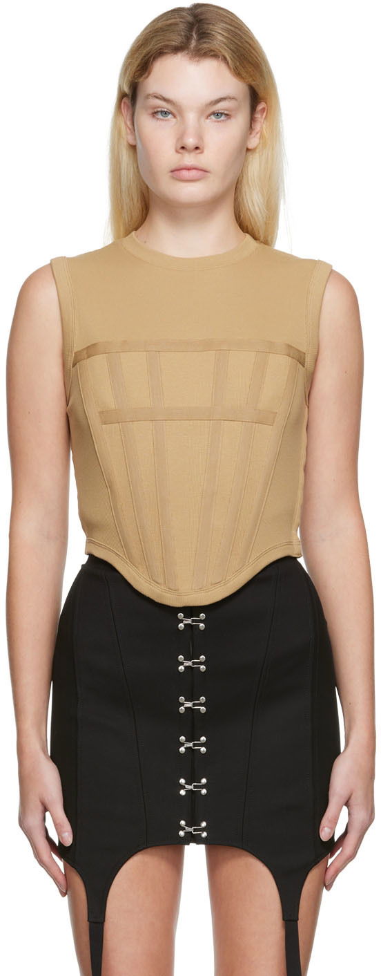 Потник Dion Lee Rib Knit Corset Tank Top Бежово | C3017R22, 0