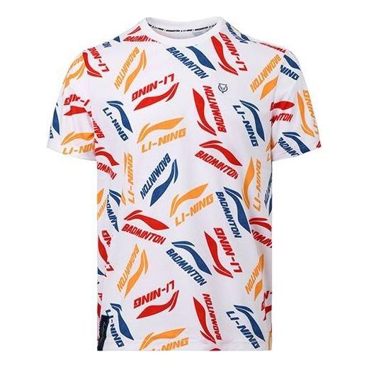 Тениска Li-Ning Badminton Series Full Print Logo T-Shirt Бяло | AHSR867-1