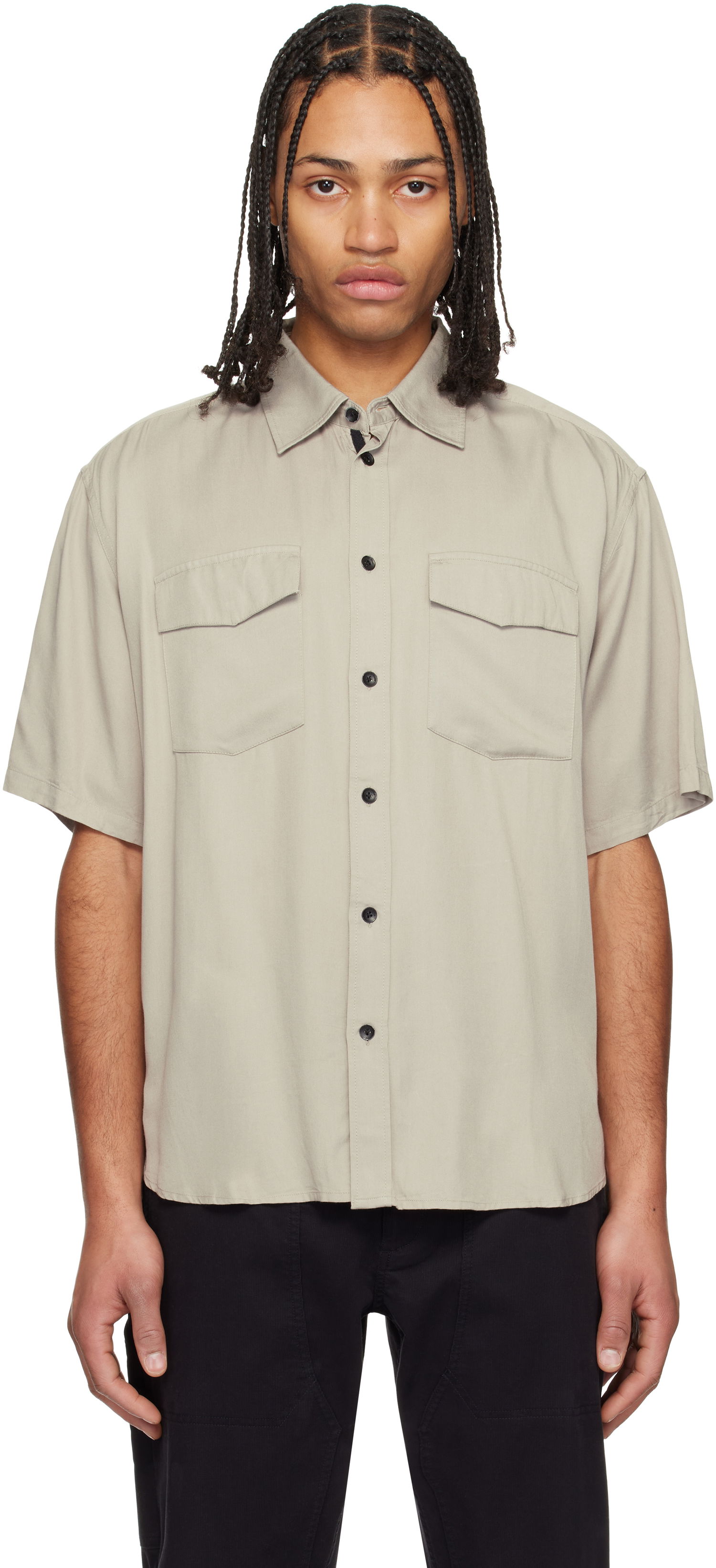 Риза rag & bone Rag & Bone Matthew Two-Pocket Short Sleeve Shirt Бежово | MBW24HA011VSML, 0
