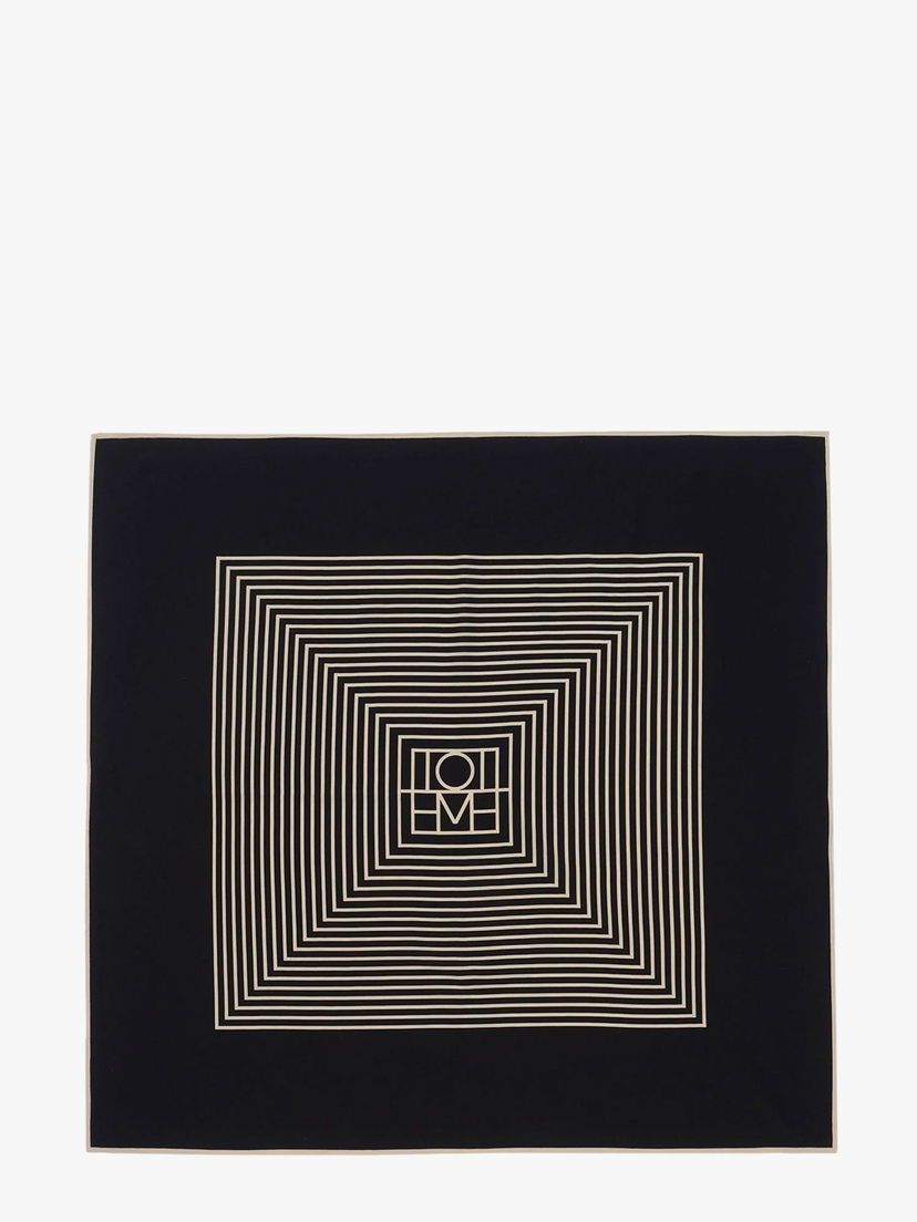 Шал TOTEME Geometric Print Silk Foulard by Черно | 211853801902