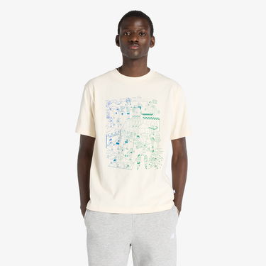 Тениска New Balance Men's Graphic Running T-Shirt Бежово | NBMT53916PEF, 1