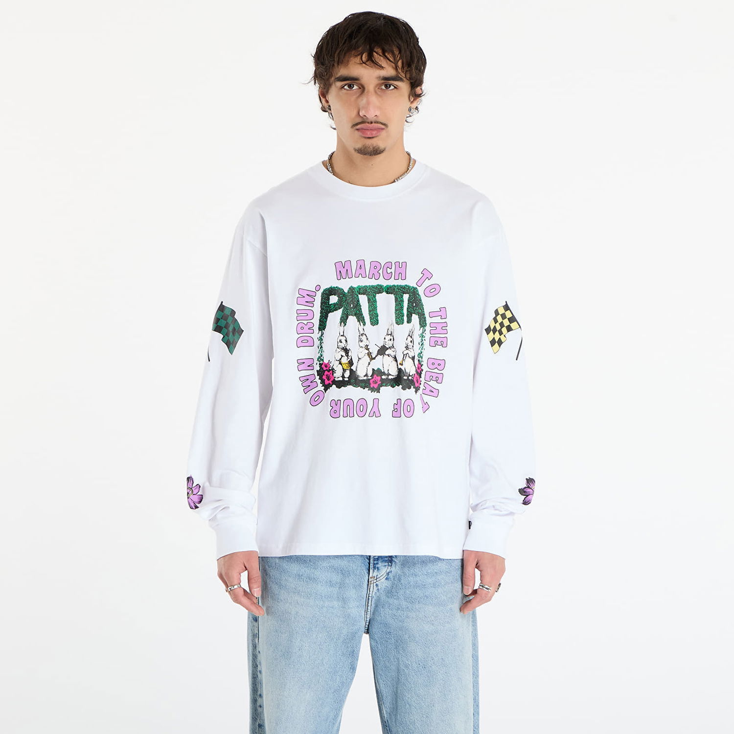 Тениска Patta Patta Own Your Own Mind Graphic Long Sleeve T-Shirt Бяло | POC-AW25-1000-299-0007-002, 0