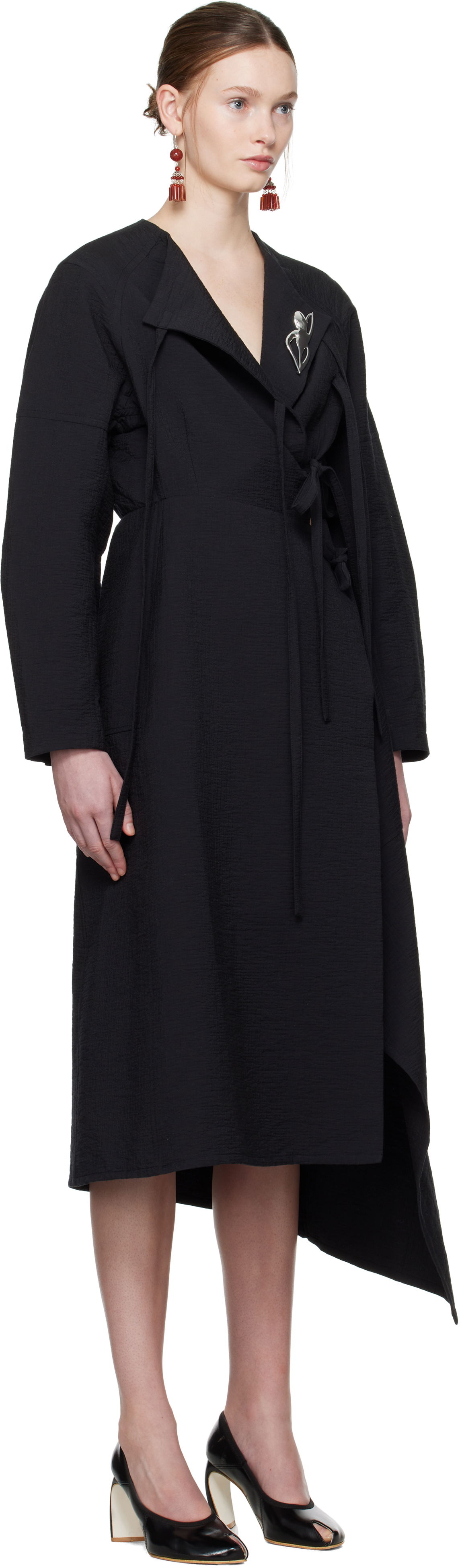 Pокля Tory Burch Tory Burch Cotton Wrap Midi Dress Черно | 173644-001, 1