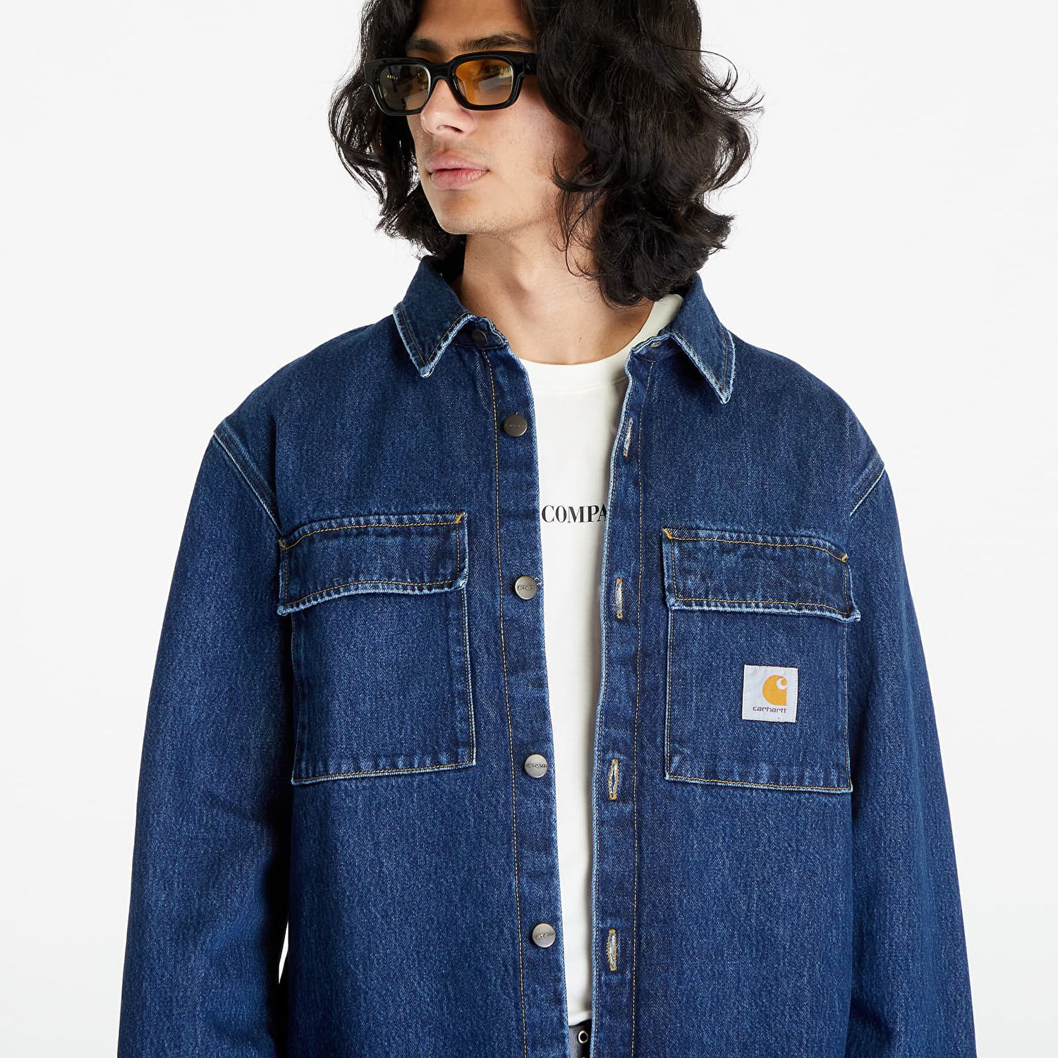Яке Carhartt WIP Manny Shirt Jacket "Blue Stone Washed" Тъмно синьо | I032705_01_06, 0