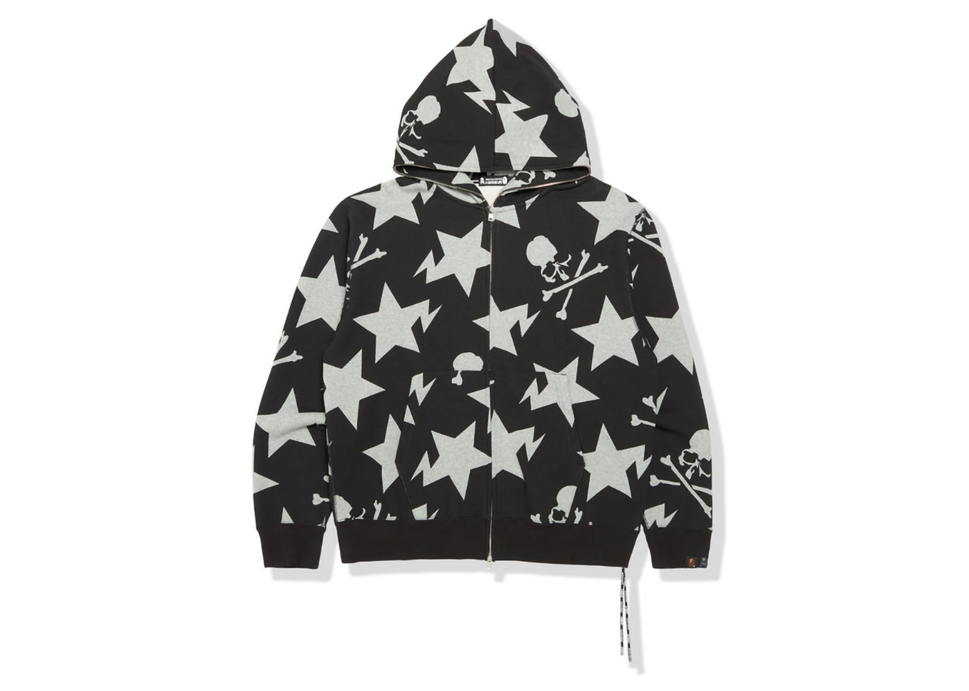 Суитчър BAPE Mastermind x 11th Anniversary Sta Pattern Relaxed Full Zip Hoodie Черно | MVBSW115903MI, 0
