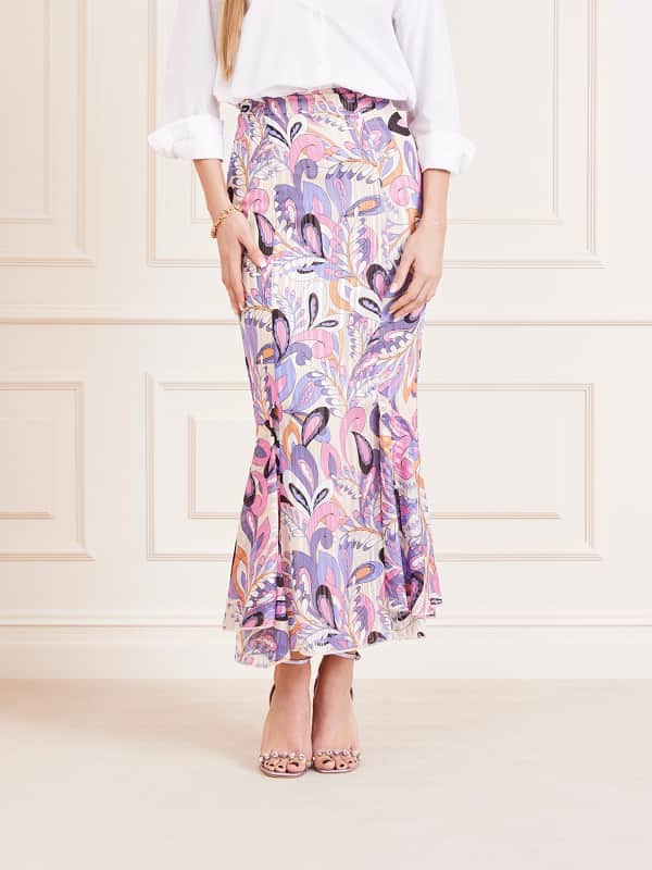 Пола GUESS Marciano Marciano Paisley Lurex Print Long Лилаво | 4GGD187066A, 0