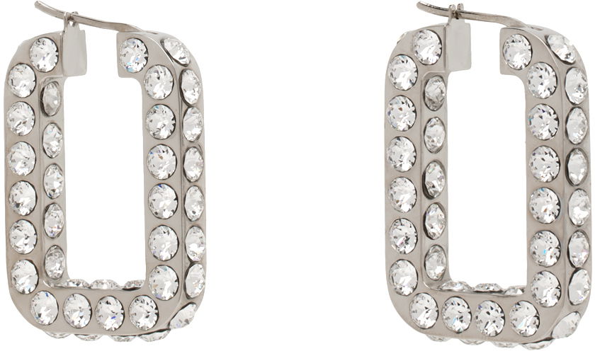 Обеци Amina Muaddi Crystals Hoop Earrings Металик | CHARLOTTE HOOP, 1