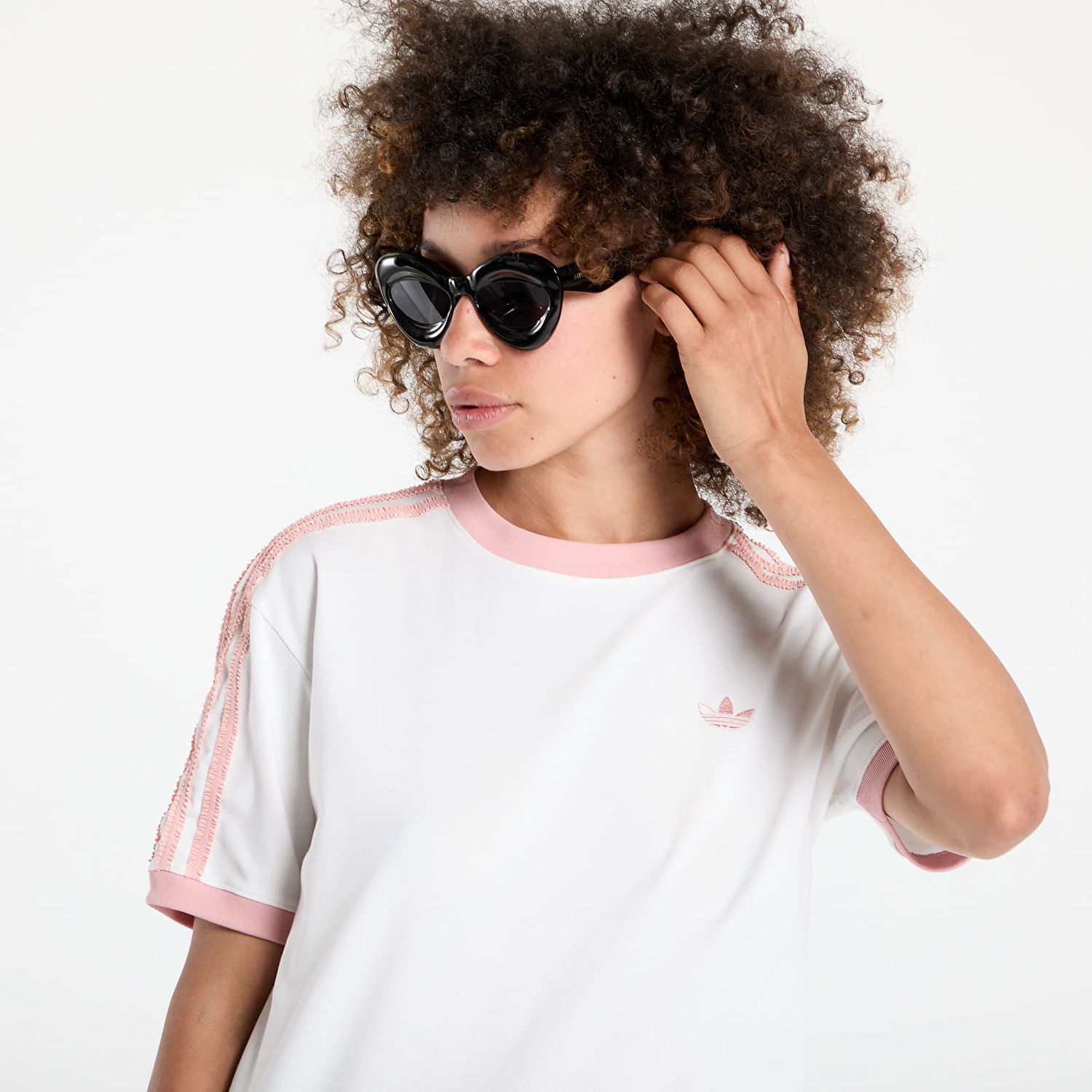 Тениска adidas Originals adidas Originals Ruffle 3-Stripes Tee Бяло | KC8821, 1