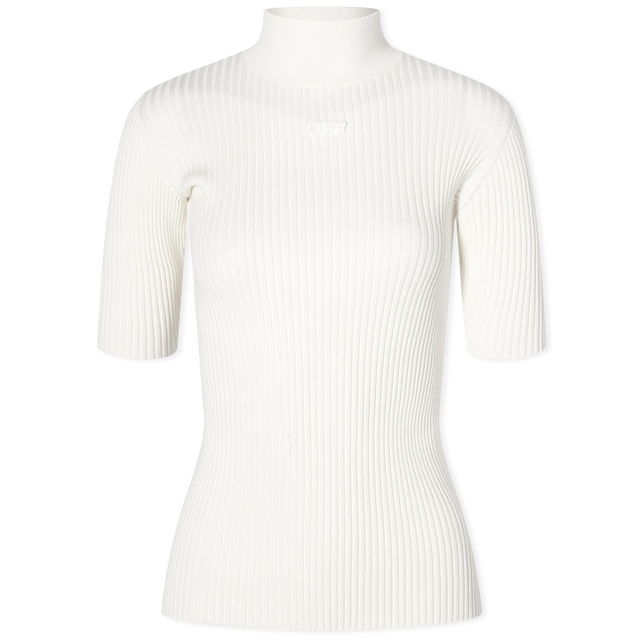 Off Patch Short Sleeve Mockneck Knit Top