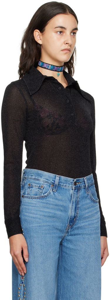 боди Anna Sui Anna Sui Sparkling Polo Neck Bodysuit Черно | 723L21, 1