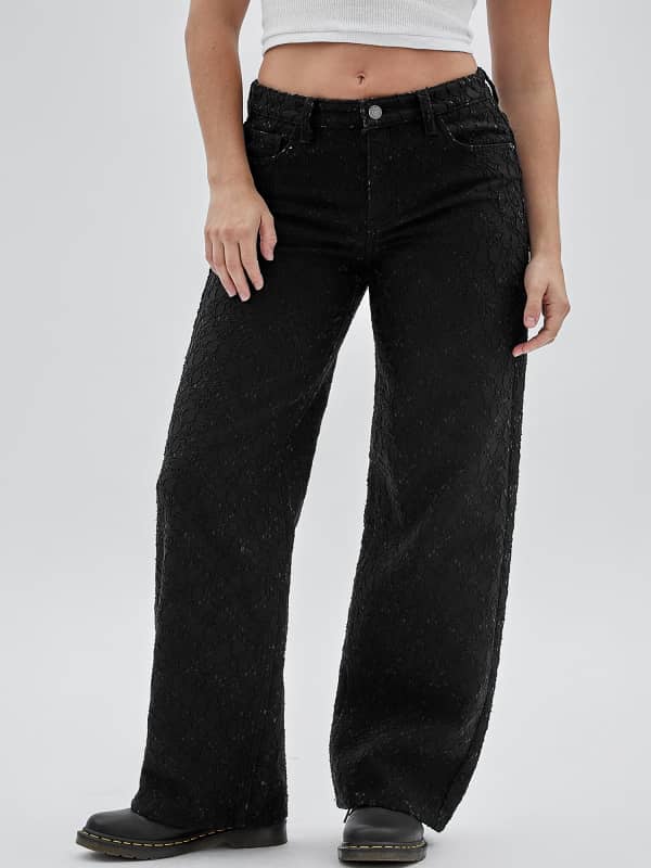 Панталони GUESS Lace Denim Pant Черно | W2RA02D4XN0, 0