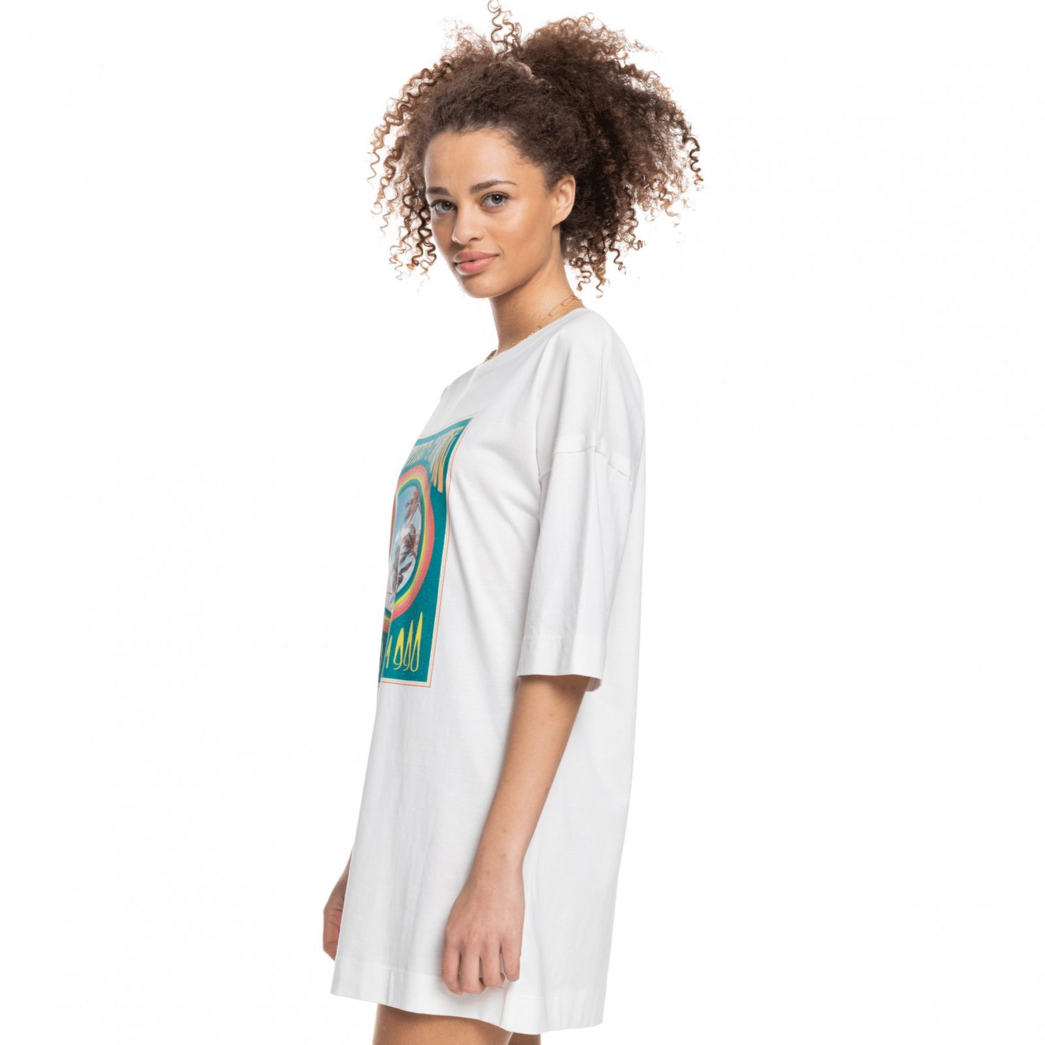 Тениска Roxy Women's White Graphic T-Shirt Dress Бяло | ERJZT05274-WBK0, 1