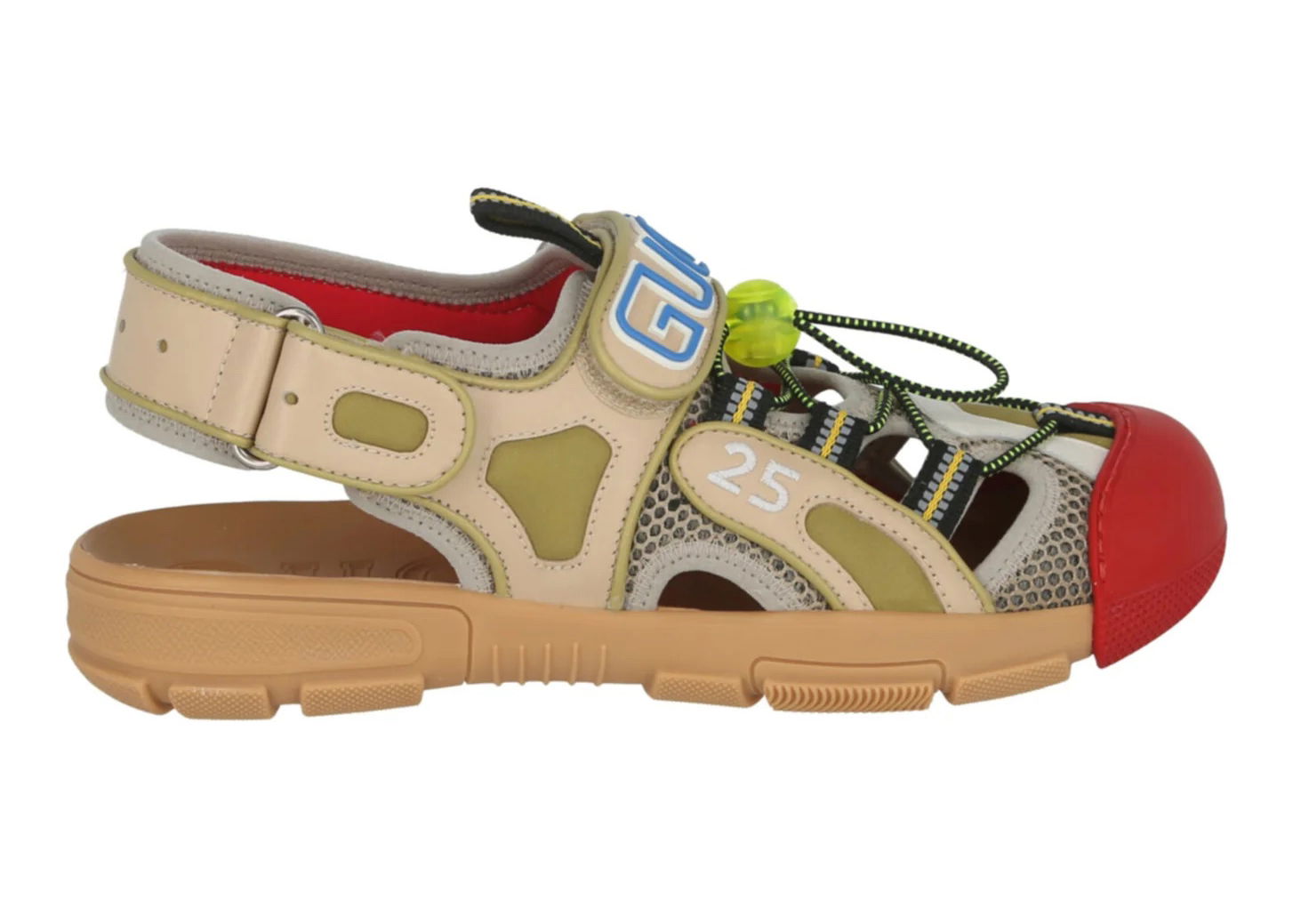 Кецове и обувки Gucci Tinsel Sports Sandal Black Gold Red Бежово | 564297 98D30 8485, 0