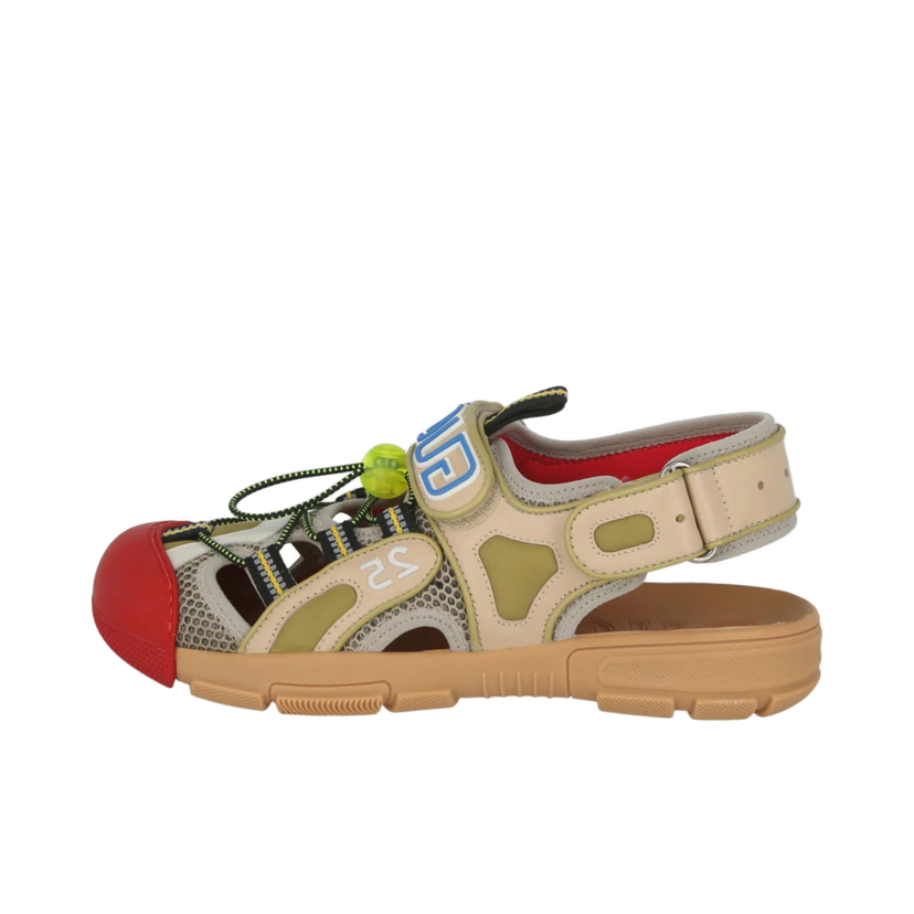 Кецове и обувки Gucci Tinsel Sports Sandal Black Gold Red Бежово | 564297 98D30 8485