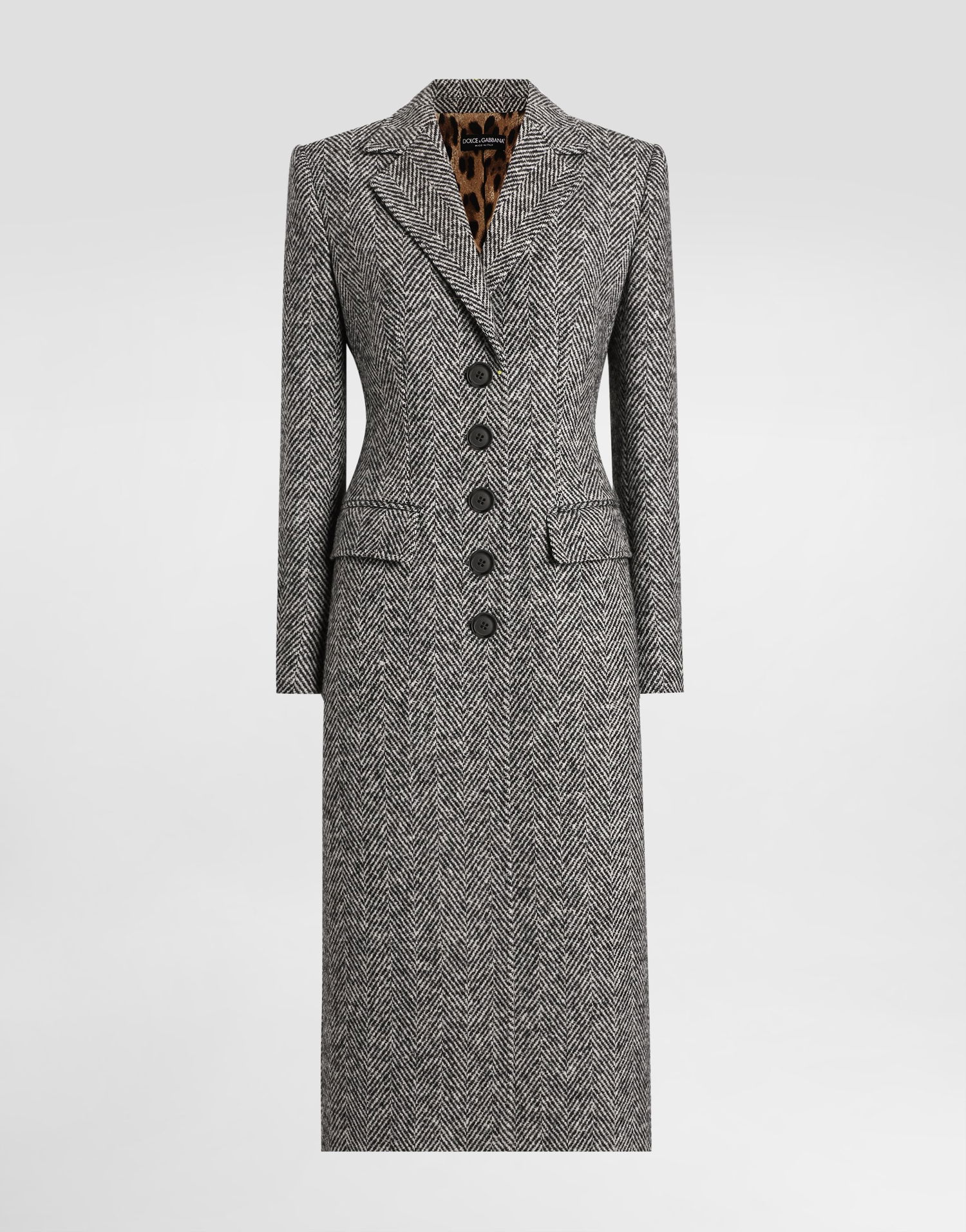 Палта Dolce & Gabbana Dolce & Gabbana Single-Breasted Wool Chevron Coat Сиво | F0W4QTFC2FUS8030, 0
