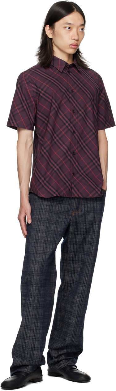 Риза Burberry Burberry Robert Check Short Sleeve Shirt Бургунди | 8115157, 3