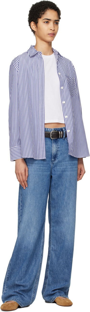 Риза rag & bone Striped Poplin Shirt Синьо | WAW22FA050ZE50, 3