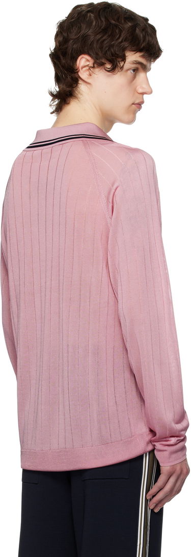 Пуловер Wales Bonner Wales Bonner Roots Knit Polo Shirt Розово | MS25KN33-KN08-200 BRIGHT RAYON, 2