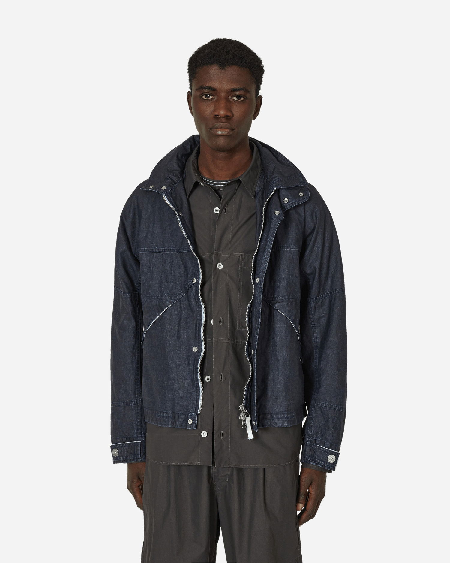 Яке Stone Island Marina Raw Pleated Linen Hooded Jacket Тъмно синьо | 8015418X1 V0027, 0