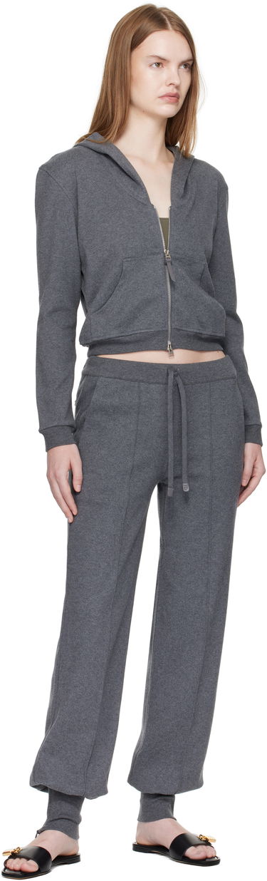 Суитчър Tom Ford TOM FORD Peachy Hand Cotton Jersey Zip-Up Hoodie Сиво | FLJ067-JEX173, 3