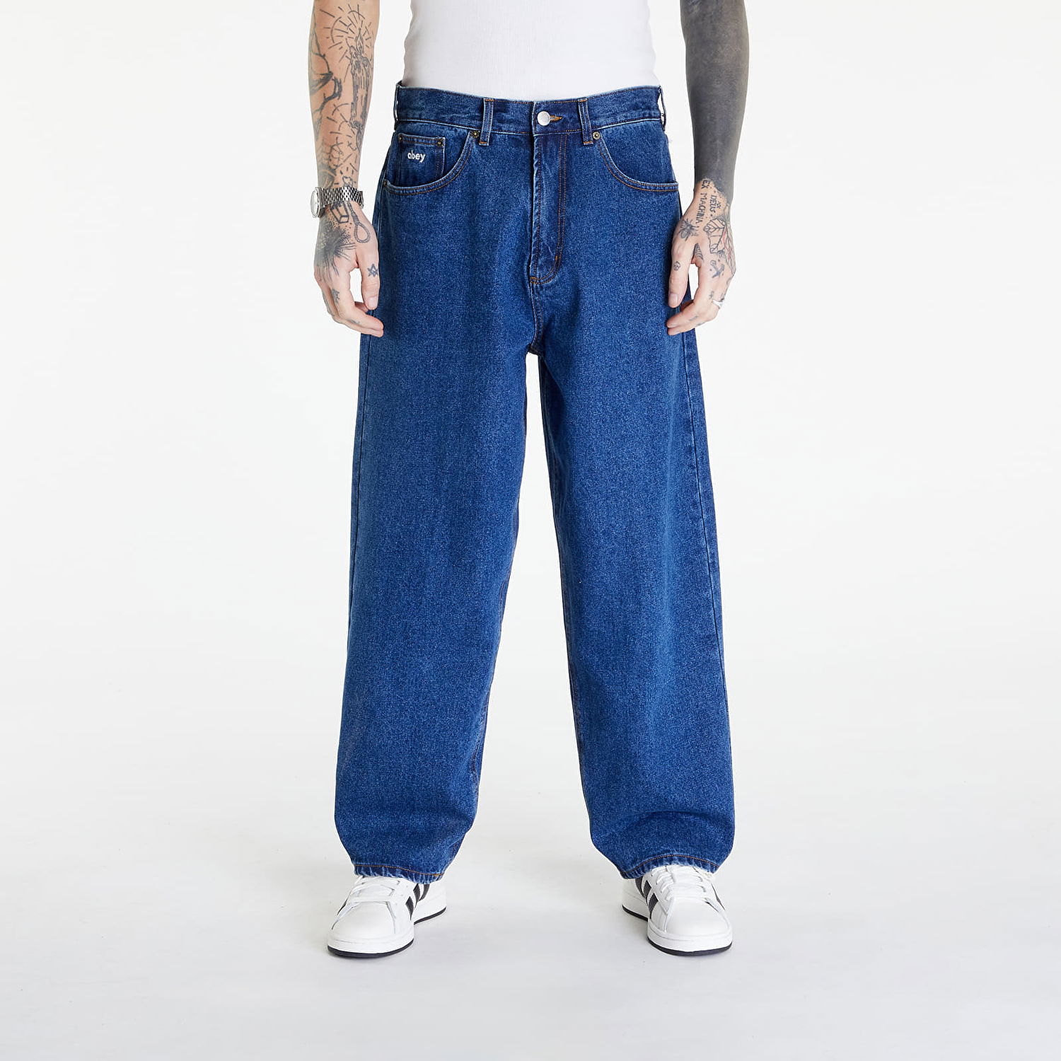 Панталони OBEY Bigwig Baggy Denim Stone Wash Indigo Синьо | 142010087-STN, 0