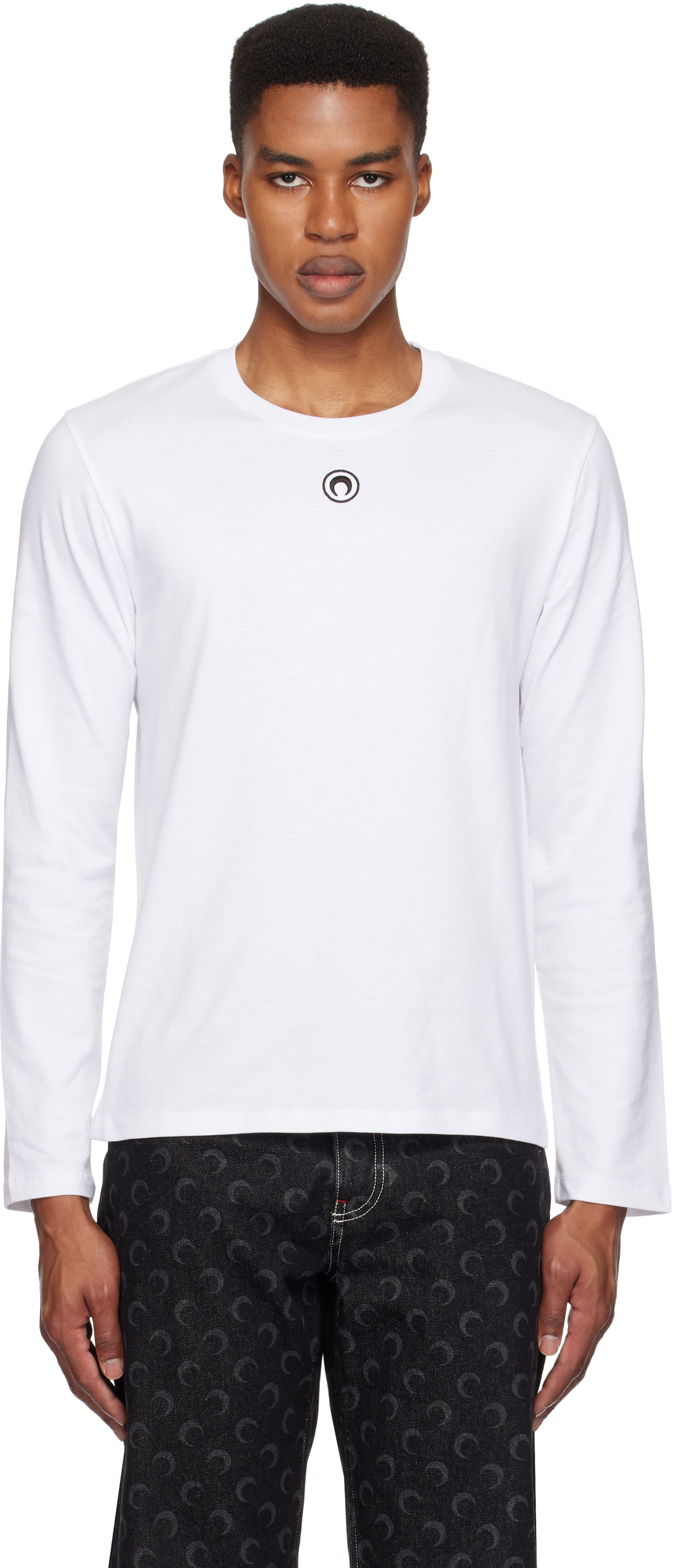 Тениска Marine Serre Plain Long Sleeve T-Shirt Бяло | MTT076A CJER0009, 0