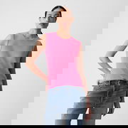 Top Sleeveless Linen Blend Shell Top Standout Pink