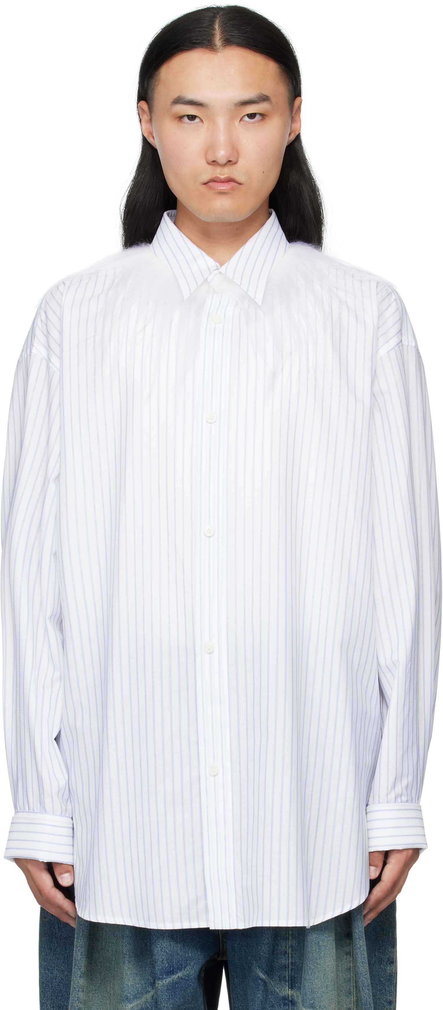 Риза HED MAYNER Hed Mayner Kidassia Striped Collared Shirt Бяло | HMMB60001P-HB049, 0
