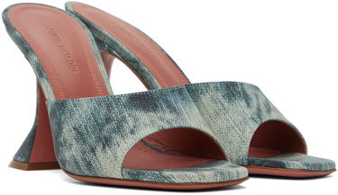 Аксесоари Amina Muaddi Amina Muaddi Lupita Slipper Heeled Sandals Синьо | LUPITA SLIPPER CL PRINTED SUEDE, 3