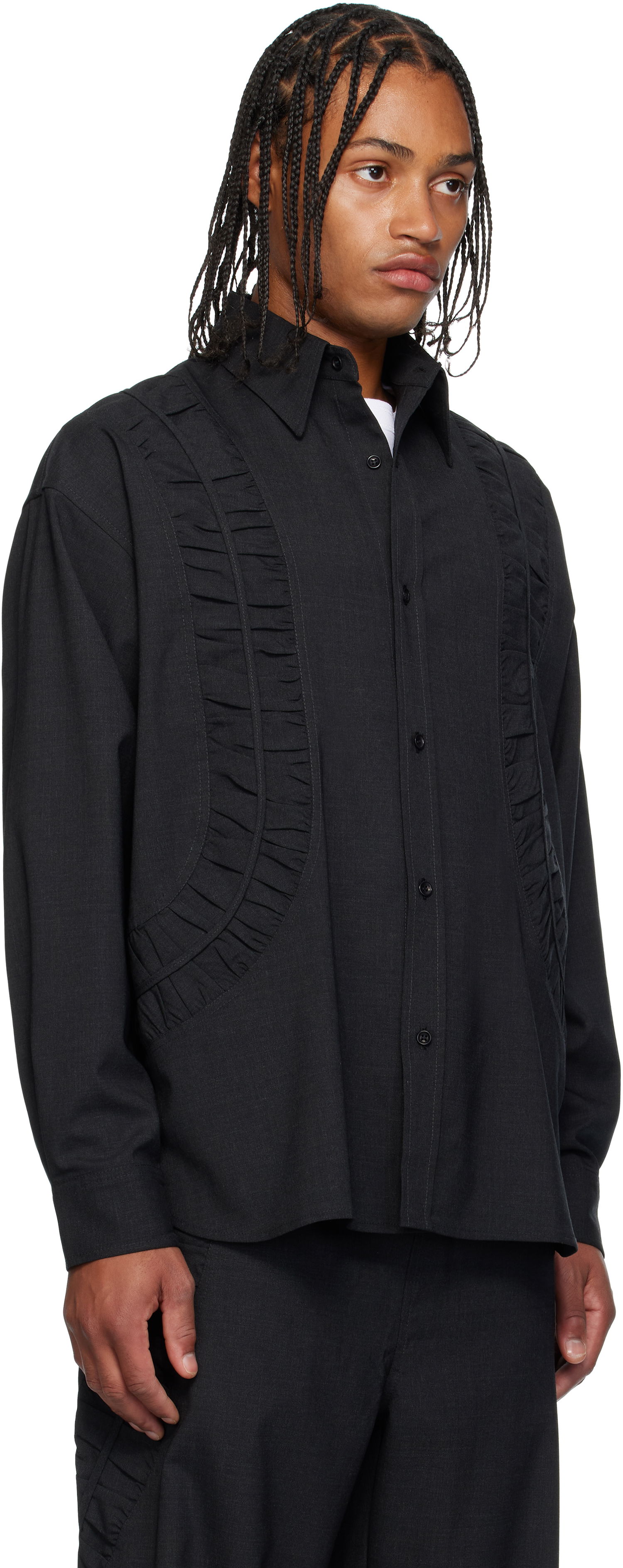 Риза sage NATION SAGE NATION Fossil Wool Shirt Черно | S081 Fossil Shirt, 1