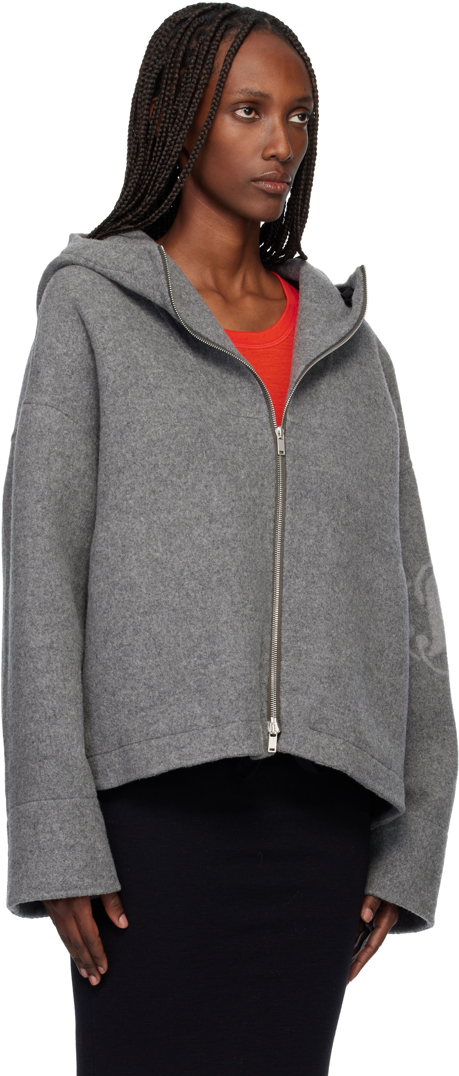 Яке Jil Sander Jil Sander Cropped Hooded Full-Zip Felted Jacket Сиво | J40SW0012_J40020, 1